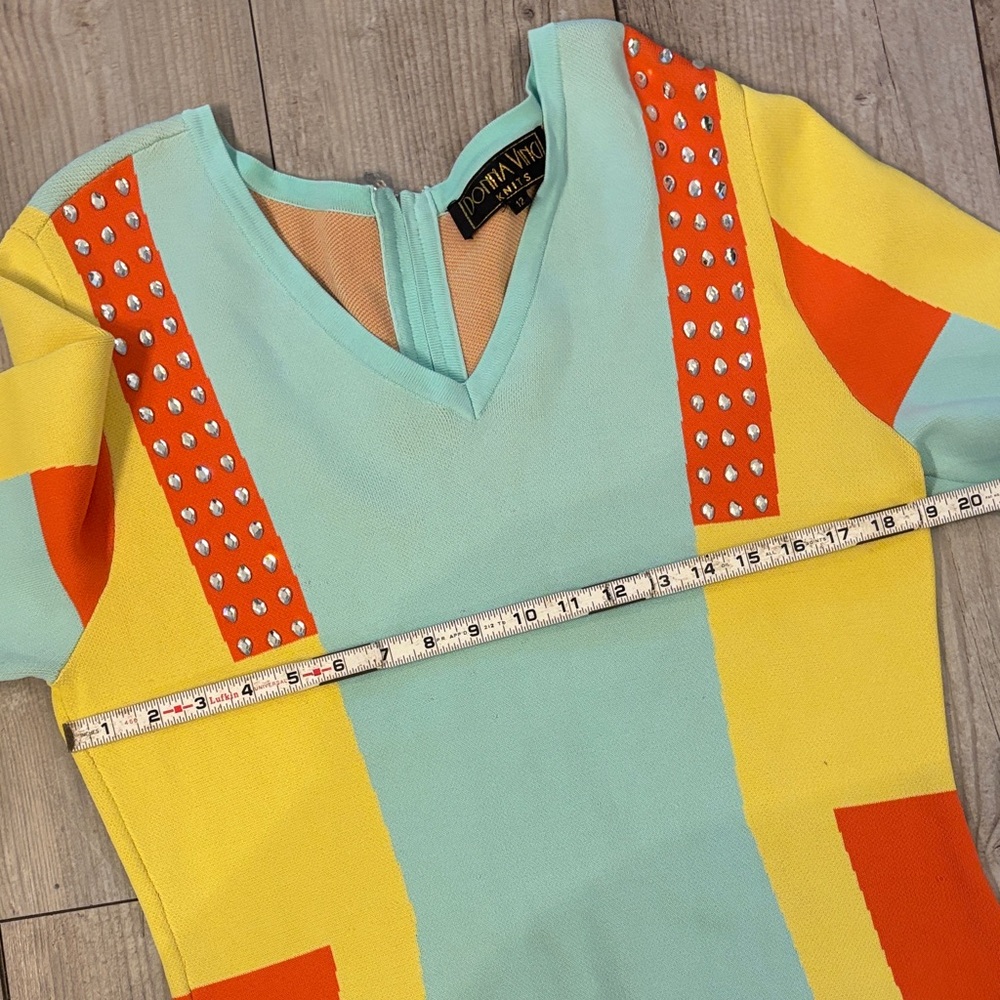Donna Vinci Knits Size 12 Colorful Womens Geometric Pattern Dress - Picture 9 of 12